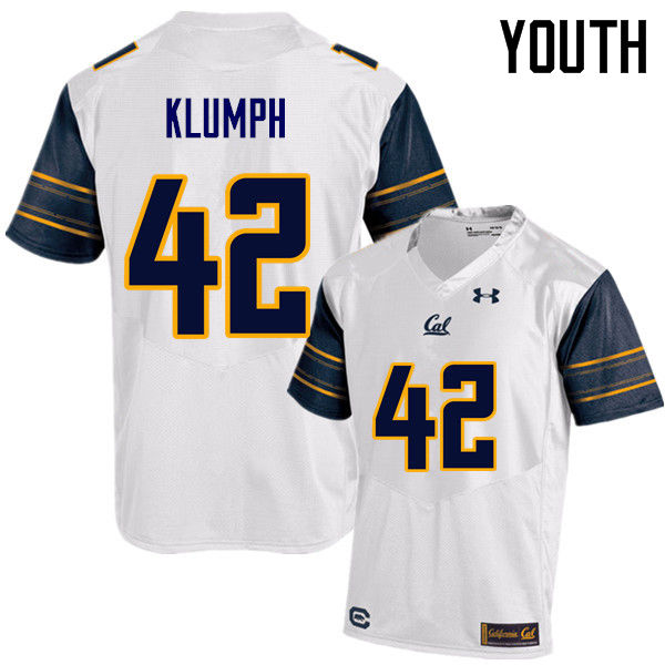 Youth #42 Dylan Klumph Cal Bears (California Golden Bears College) Football Jerseys Sale-White